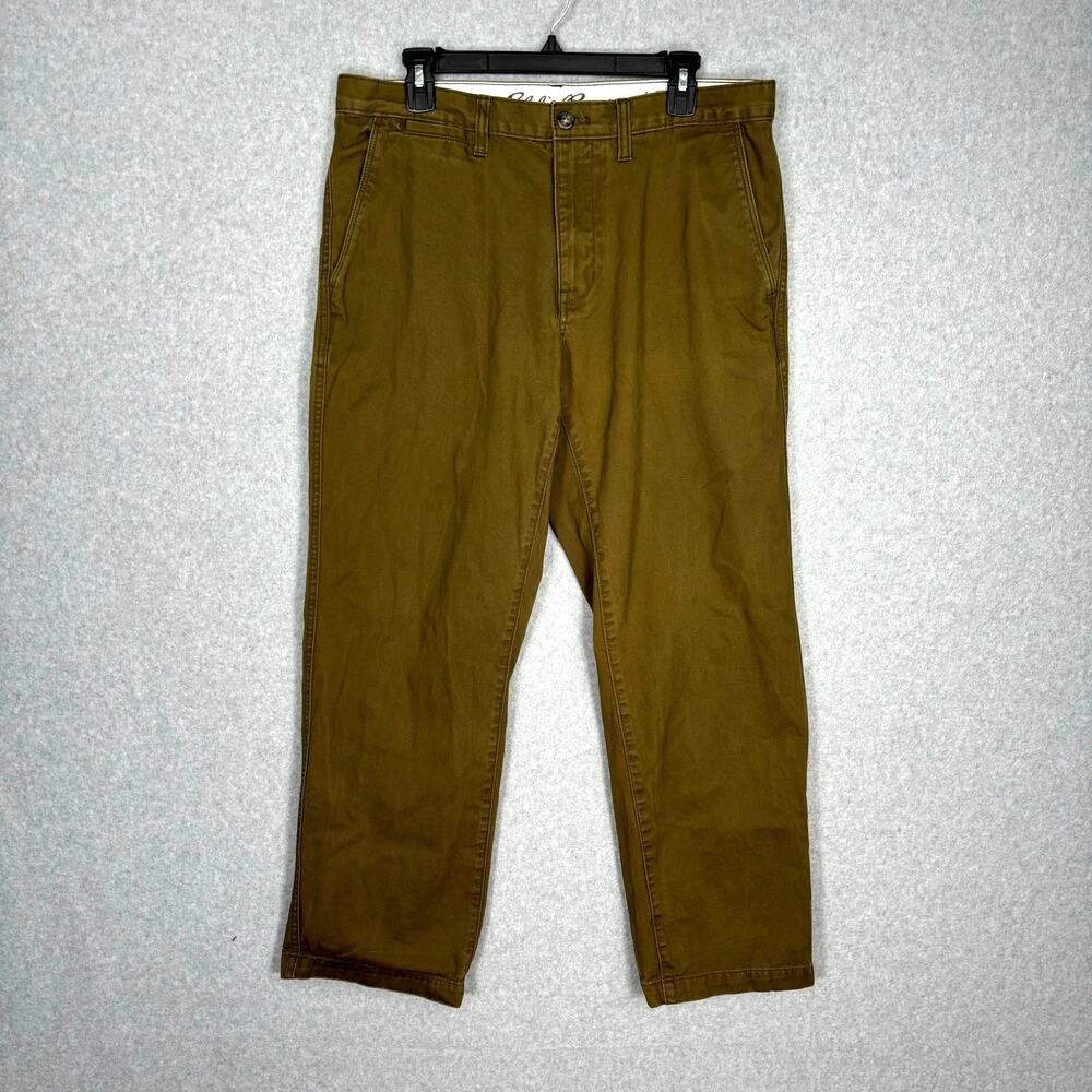 Eddie Bauer Pants Mens 34x30 Brown Green Khaki Baggy Cotton Classic Legend‎ Wash